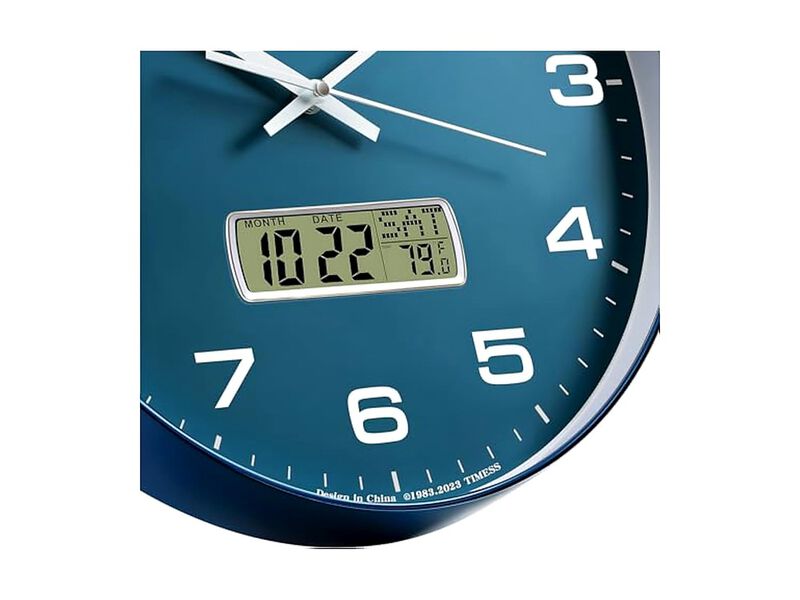LCD Display Perpetual Calendar Temperature Wall Clock 12 Inch Silent Non Ticking image number 3