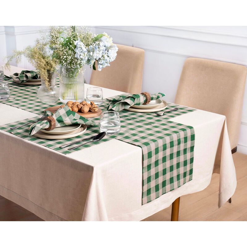 Solino Home Morgan Check 100% Linen Placemats &ndash; Set of 4, 14 x 19 in, Machine Washable, Holiday and Everyday Dining