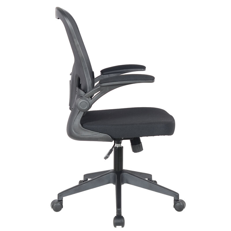 LeisureMod Mesh Office Swivel Desk Chair Modern Ergonomic Adjustable Height with Flip-Up Armrest and Breathable Back Newton Series