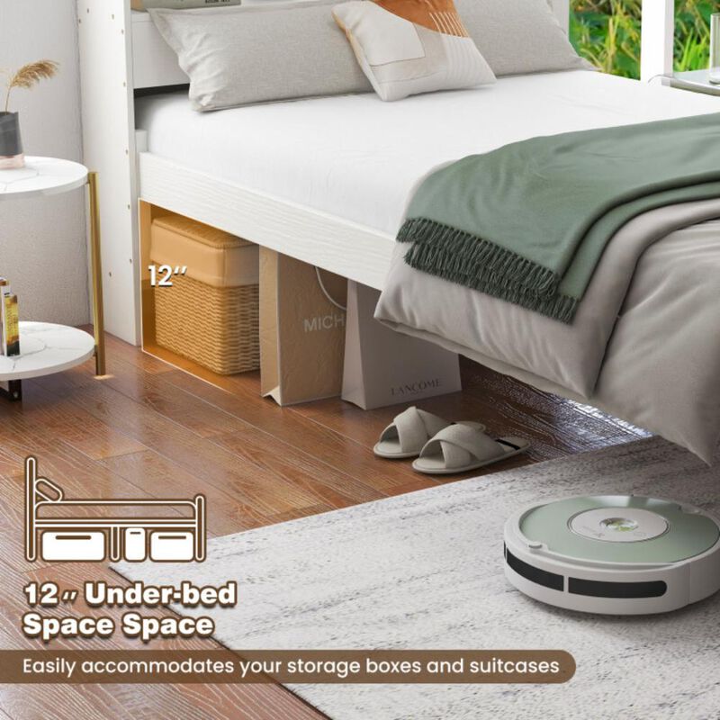 Hivvago Twin Size Bed Frame with Storage Headboard and Charging Station