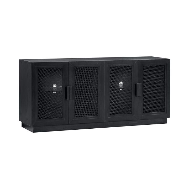 TOV Nolan Black Wood Media Console, 72.2" W x 32.3" H