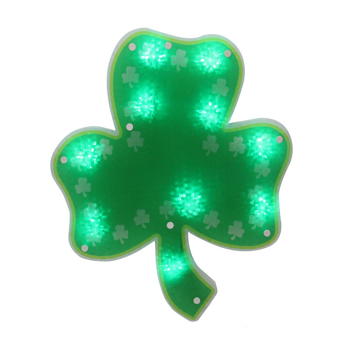 Lighted Green Shamrock St. Patrick's Day Window Silhouette - 14" - Green LED Lights