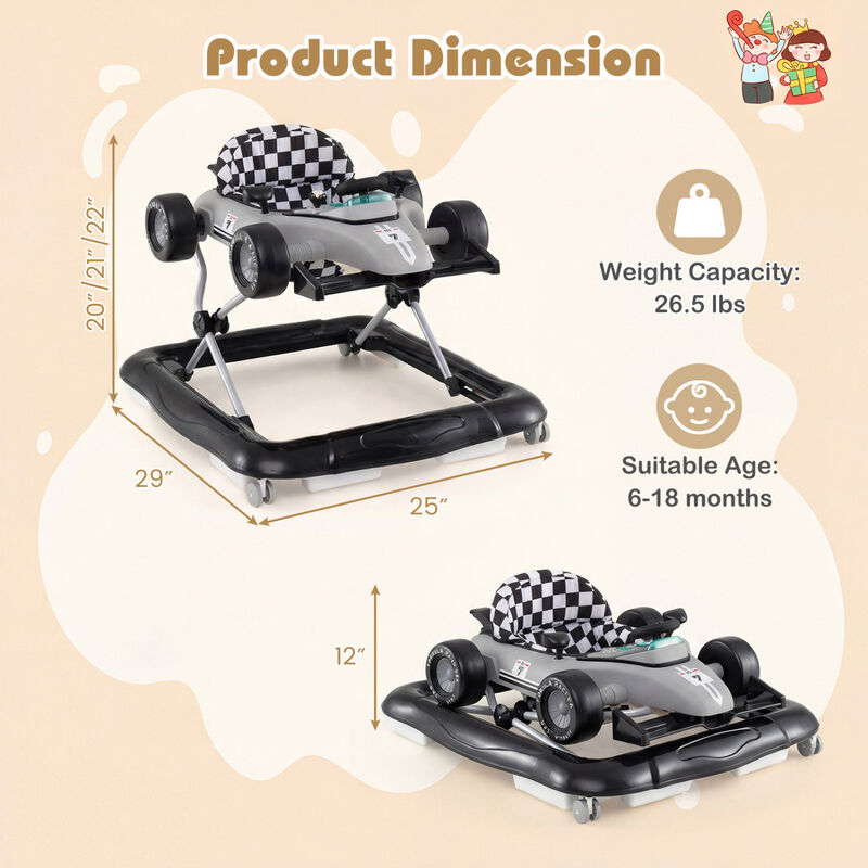 4-in-1 Adjustable Baby Walker with Activity Center and Music Box image number 2