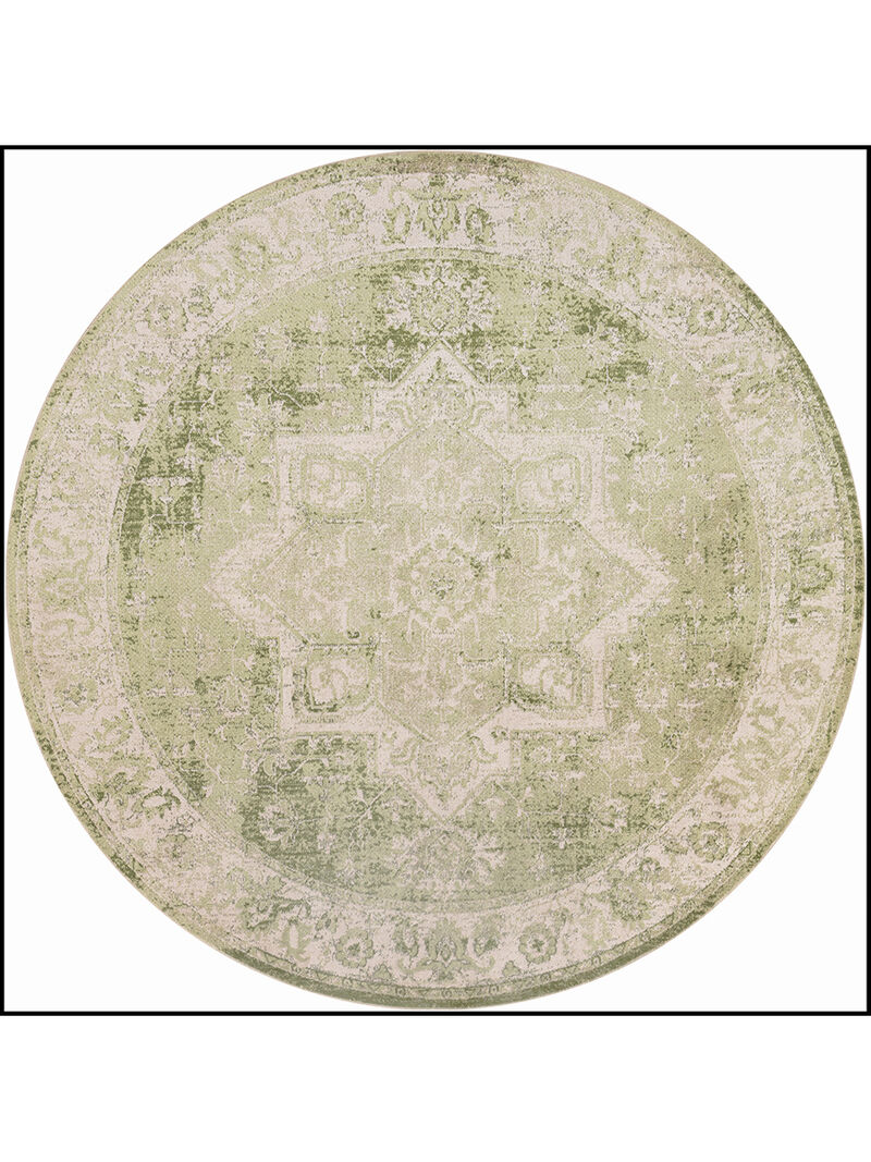 Astra Machine Washable ASW12 Ivory/Green 7'10" x Round Rug