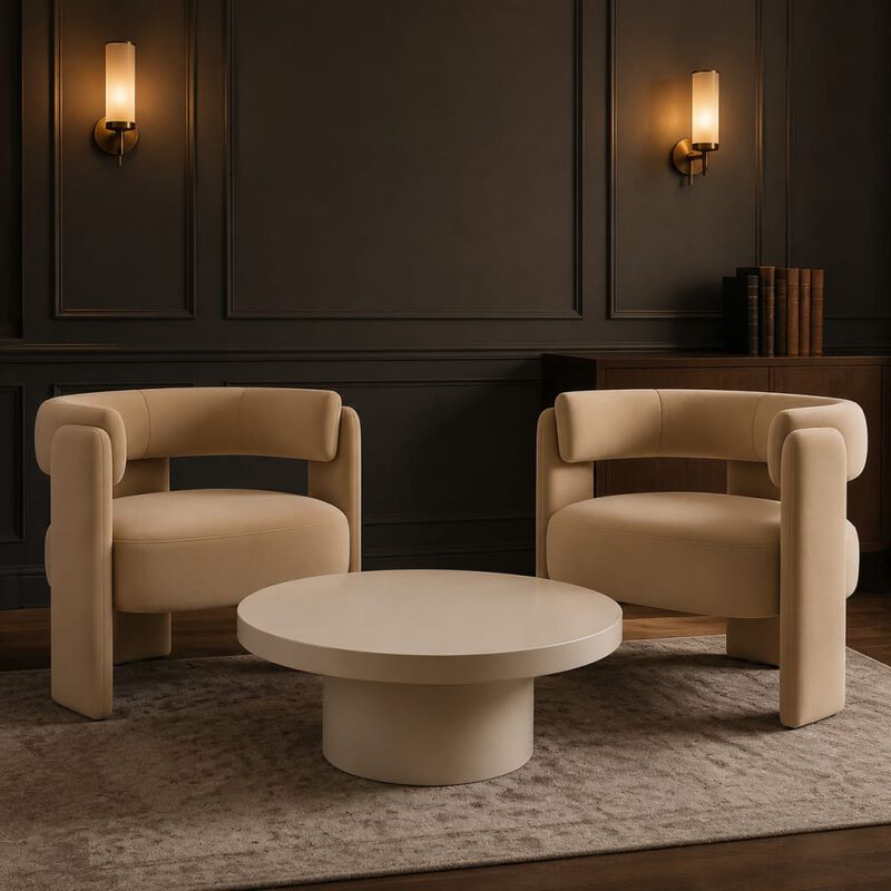 GOODSILO Mid-Century Modern Velvet Accent Chair Comfy Upholstered Single Sofa Armchair for Living Room, Bedroom, Office, and Reading image number 3