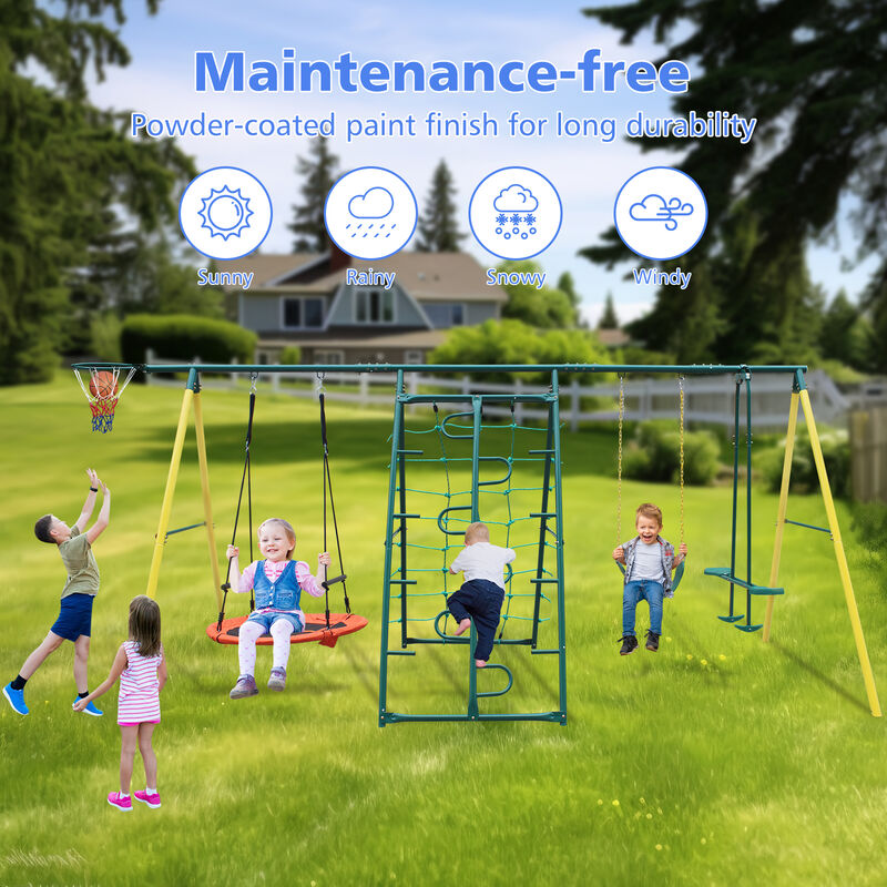 Nukurd 6-in-1 Kids Outdoor Swing Set image number 1