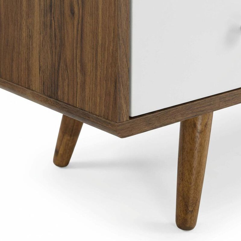 Wood TV Stand with Brown Finish and Spacious Surface image number 6