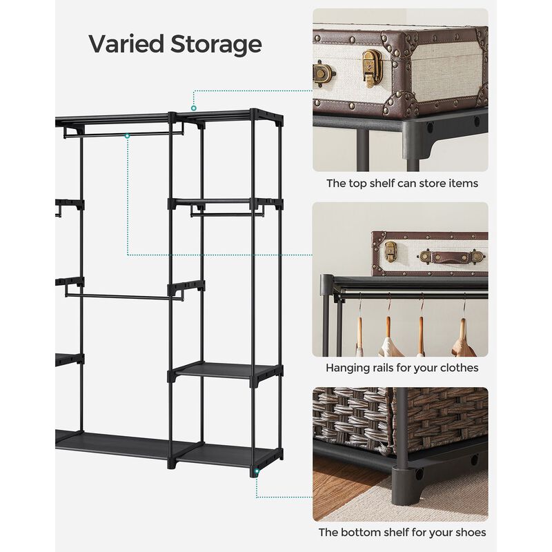 Freestanding Wardrobe with Hanging Rods - Stable Portable Clothes Rack for Any Room