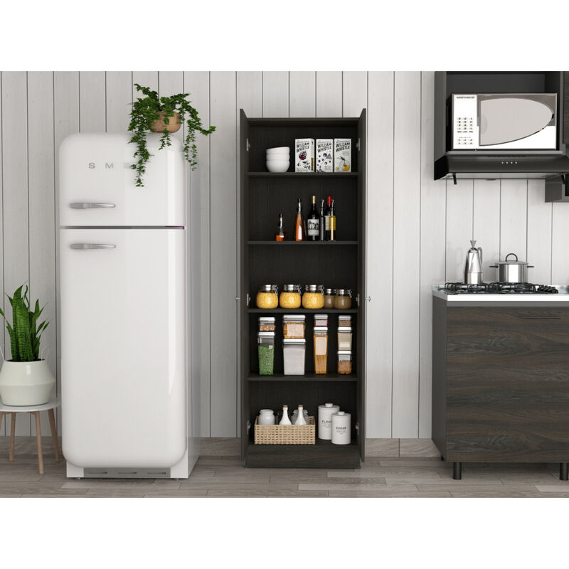 Buxton Rectangle 2-Door Storage Tall Cabinet Carbon Espresso and Black Wengue