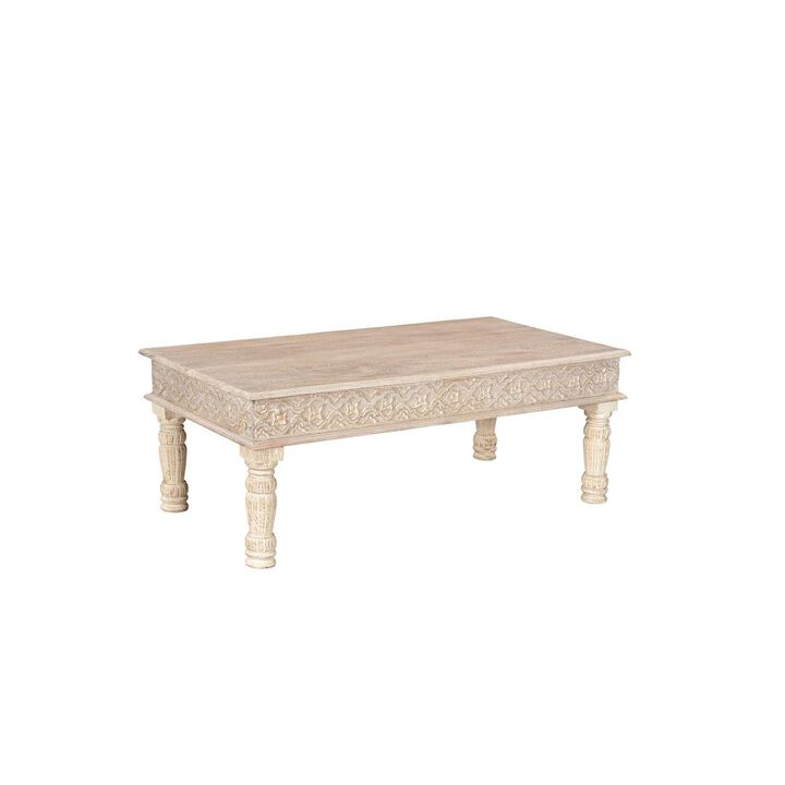 Taran Designs Eldris Carved Solid Wood Coffee Table