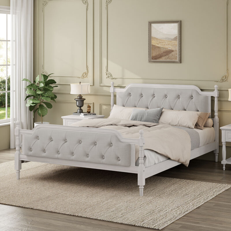 Merax Traditional Style Platform Bed Frame with Tufted Headboard