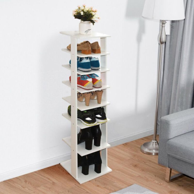 Hivvago 7-Tiers Vertical Wooden Space Saving Shoe Rack for Front Door