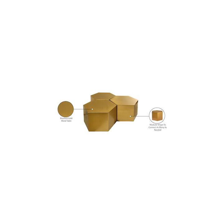 Meridian Furniture Hexagon Brushed Gold Coffee Table