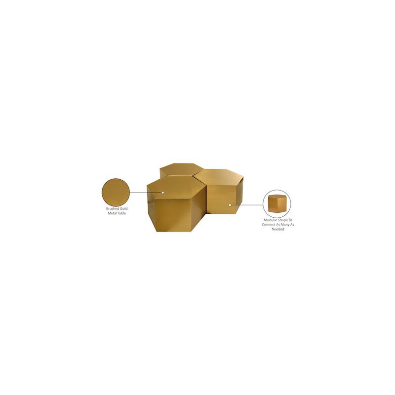 Meridian Furniture Hexagon Brushed Gold Coffee Table