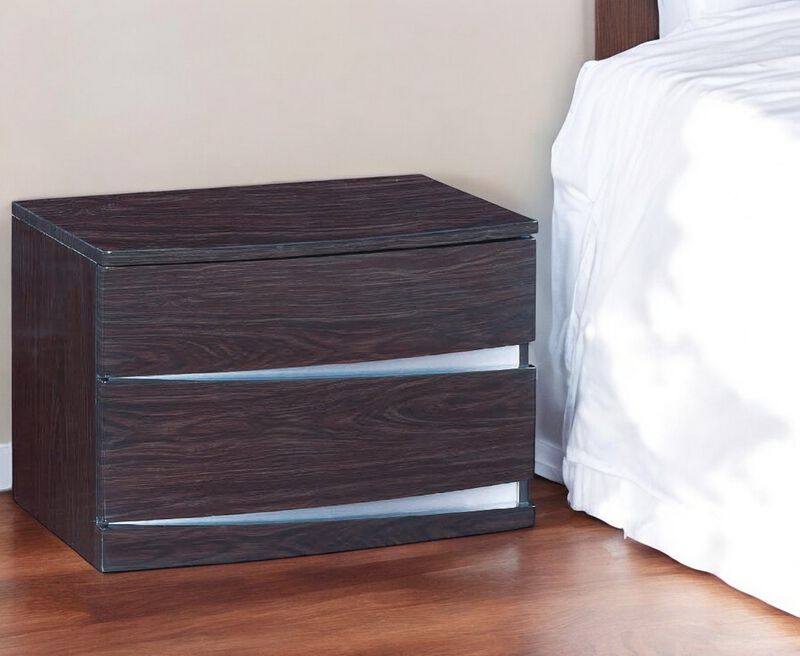 Contemporary 2-Drawer Nightstand – Mirrored Accent Bedside Cabinet