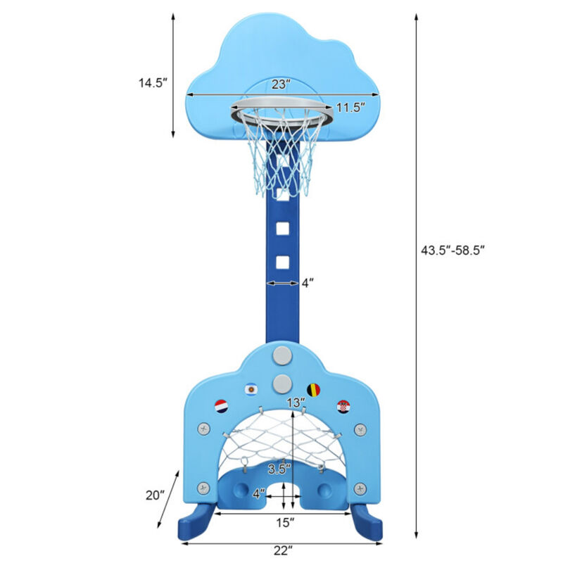 3-in-1 Adjustable Basketball Hoop Set for Kids with Balls, Height Adjustable Indoor Outdoor Playset image number 2