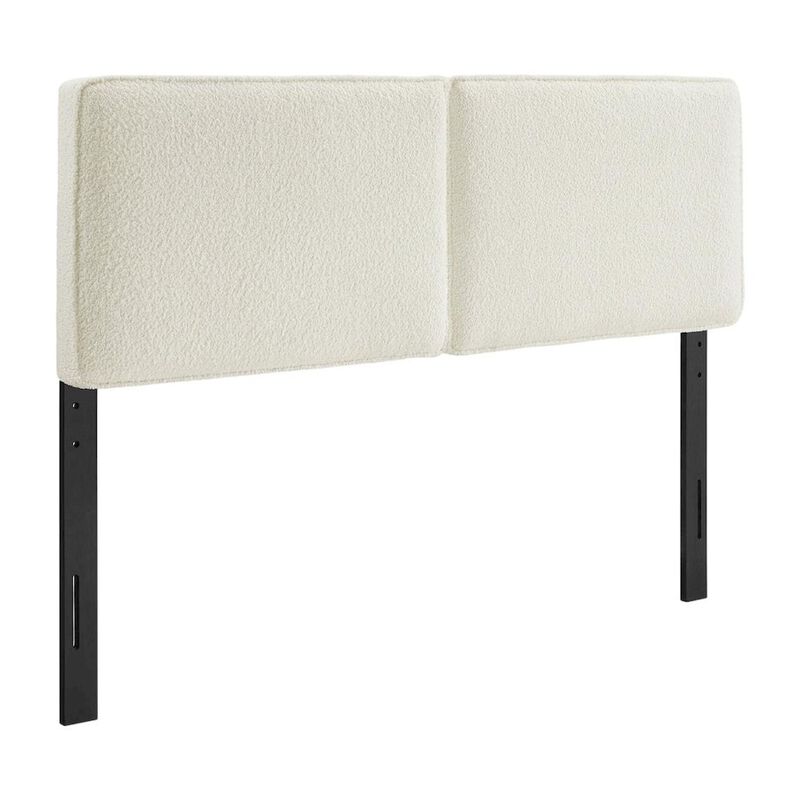 Boucle Fabric King Headboard in Soft Neutral, Sturdy Frame, Elegant Design image number 0