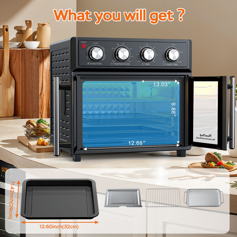 Stainless Steel 26 QT French Double-Door Air Fryer Convection Toaster Oven With 7-in-1 Multi-Function image number 5