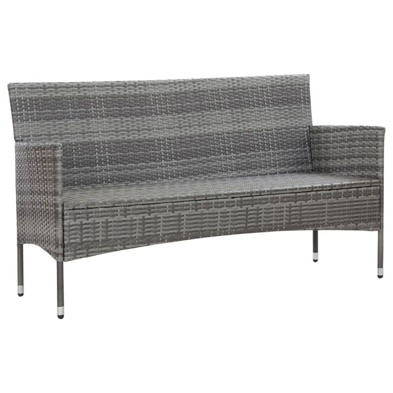 vidaXL 3-Seater Garden Sofa with Cushions Gray Poly Rattan