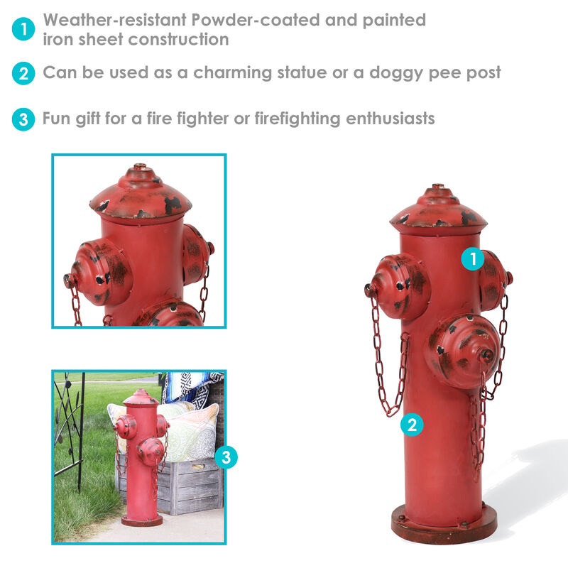 Sunnydaze Fire Hydrant Metal Outdoor Statue - 21 in