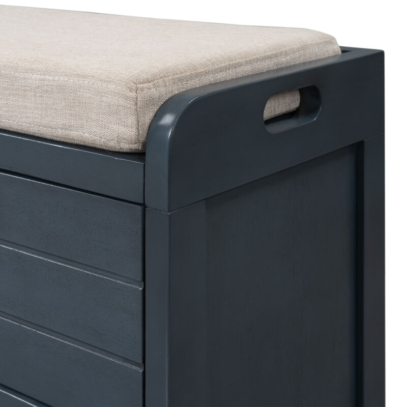 Whisen Storage Bench with Removable Basket and 2 Drawers - Navy