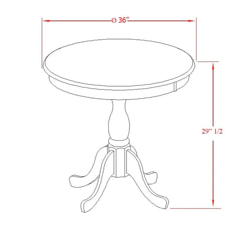 East West Furniture 1-Piece Round Dining Table with Round Wire Brush Butter Cream Table top and Wire Brush Butter Cream Pedestal Leg Finish