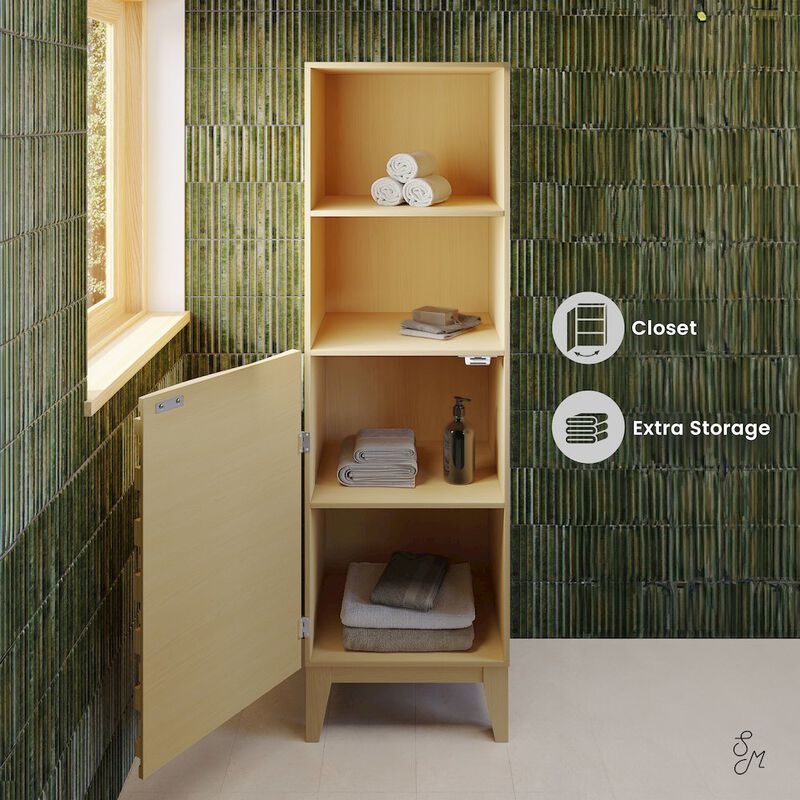 Cascade 17 x 17 x 60 Freestanding Linen Cabinet in Natural Oak image number 2