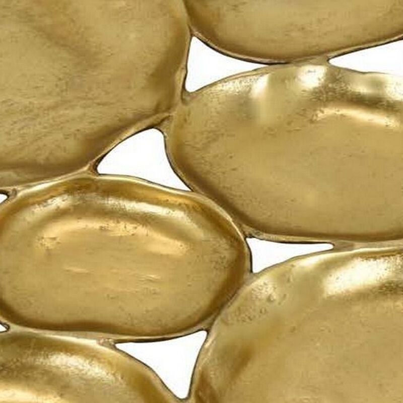 Jiva 9 Piece Decorative Bowl Set, Irregular Shaped Design, Gold Metal - Benzara