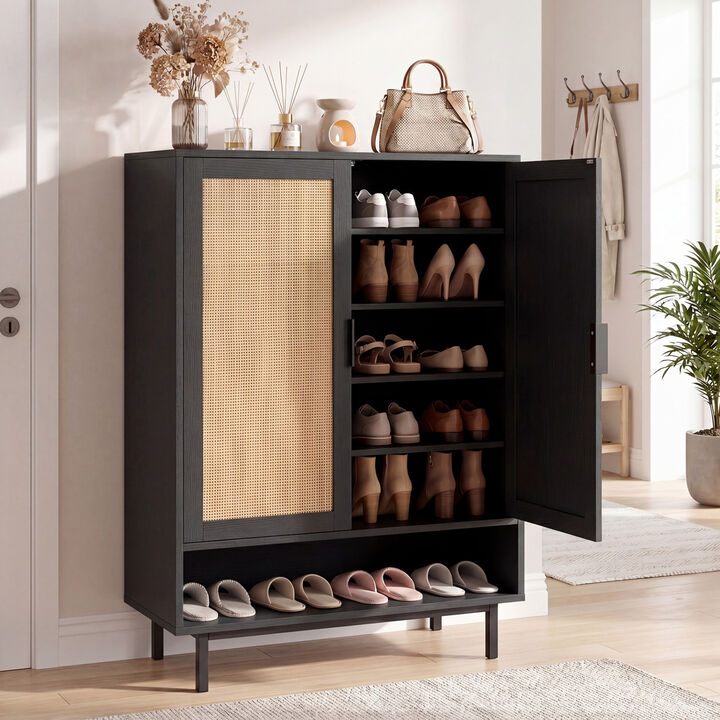 Modern 43" Shoe Cabinet 6-Tier Storage with Double Doors