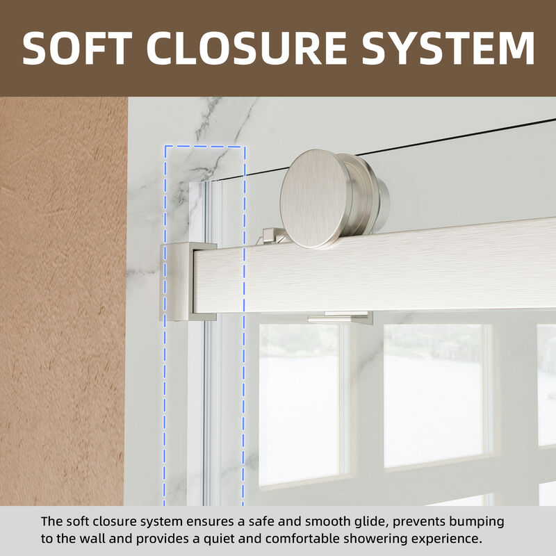 White Stainless Steel Shower Door with Top Impact Buffer and Rustproof 304 Track System