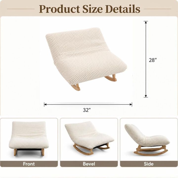 GOODSILO Armless Bean Bag Rocking Chair with Solid Wood Frame, Casual Single Lazy Sofa with Backrest for Living Room and Bedroom Seating