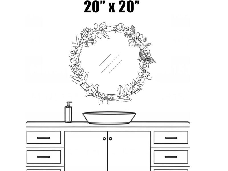 20" Black Floral Round Wall Mirror &ndash; Iron Frame Accent for Entry