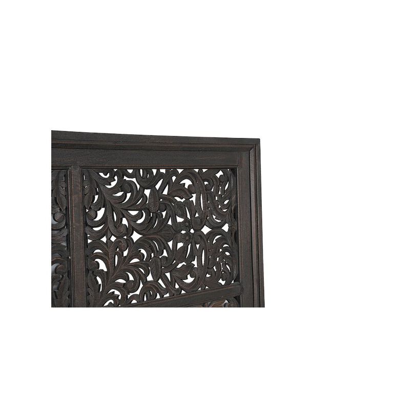 Taran Designs Calista Floral Carved Solid Wood Queen Panel Bed.