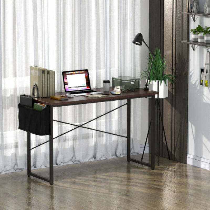 Modern Computer Desk Study Writing Table Home Office with Storage Bag Coffee