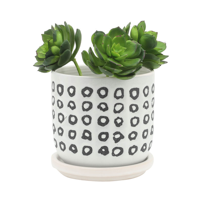 Aztec Planter with Saucer, Black