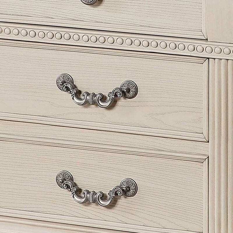 3pc King Bedroom Set, Antique White Wood, 2 Nightstands image number 6