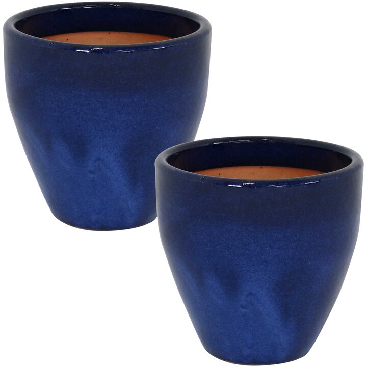 Sunnydaze Resort Glazed Ceramic Planter - Imperial Blue