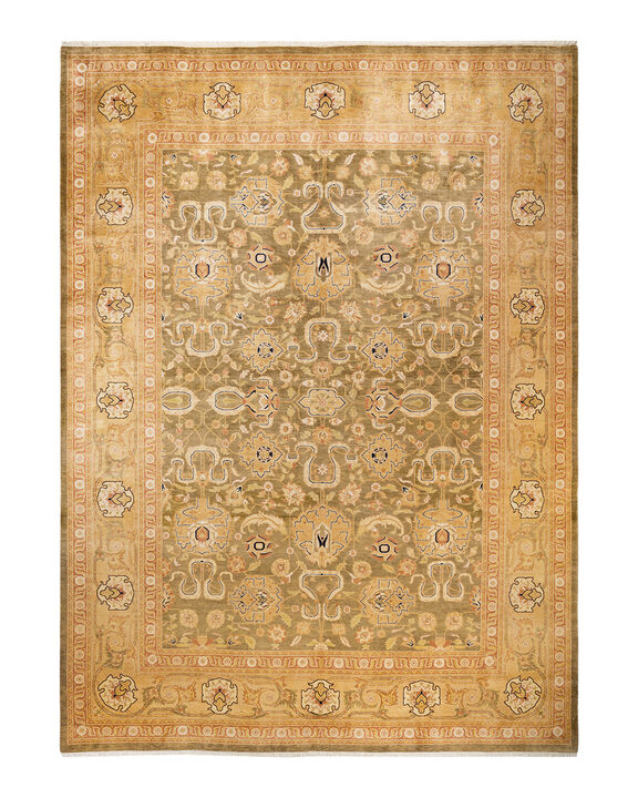 Eclectic, One-of-a-Kind Hand-Knotted Area Rug  - Green, 10' 1" x 14' 0"
