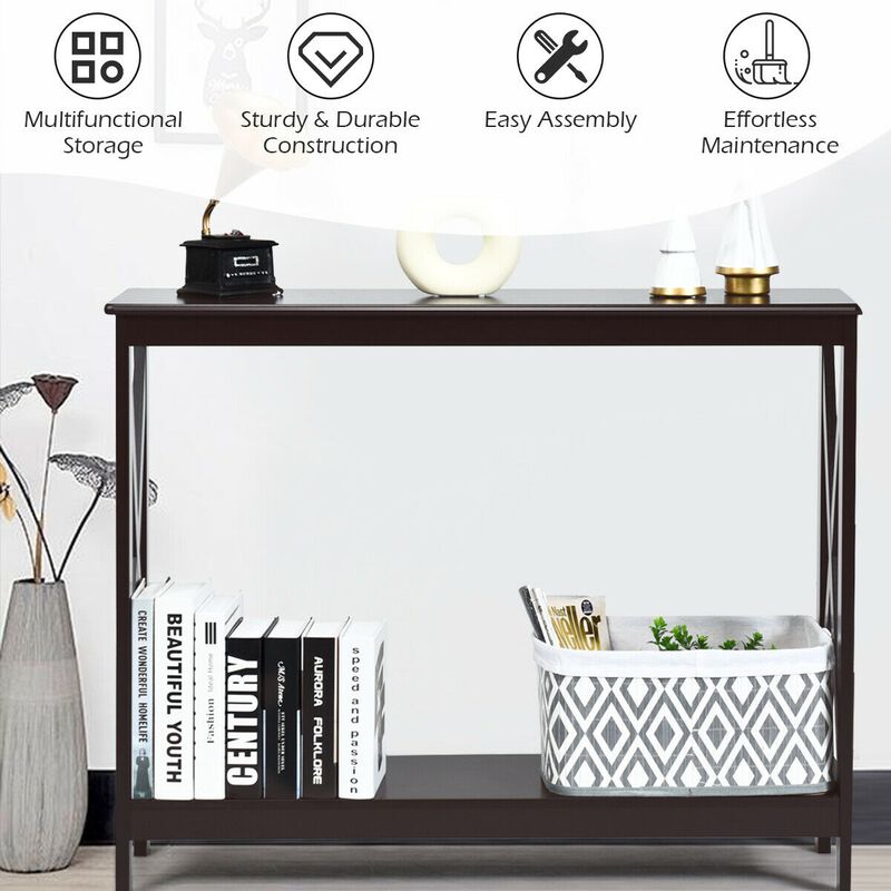 2-Tier Console X-Design Sofa Side Accent Table image number 5