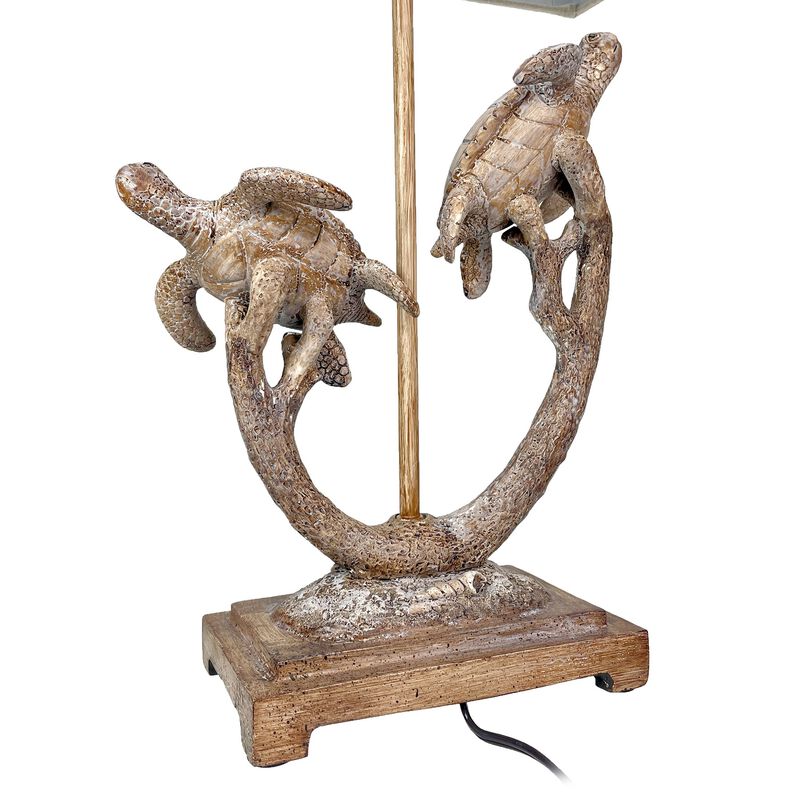 Set Of 2 Double Sea Turtle Table Lamps Coastal Nautical Resin 2775 W Shades image number 3