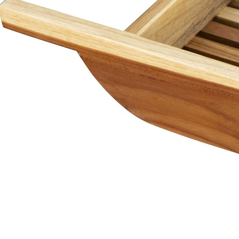 HomeRoots 4" X 30" Natural Teak Over Tub Rectangular Bath Caddy Shelf image number 2