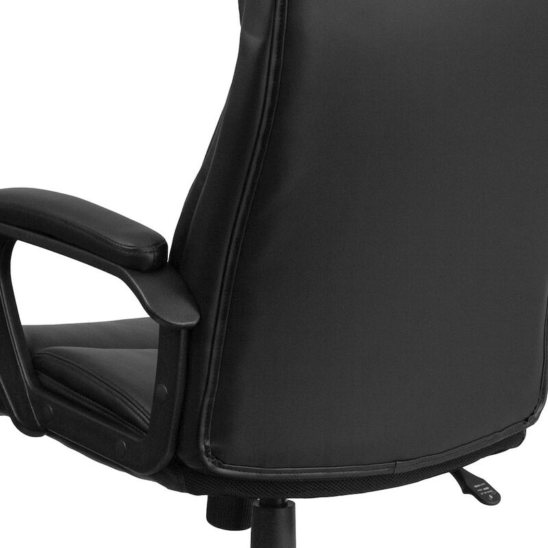Raya High Back Black LeatherSoft Executive Swivel Office Chair with Slight Mesh Accent and Arms image number 9