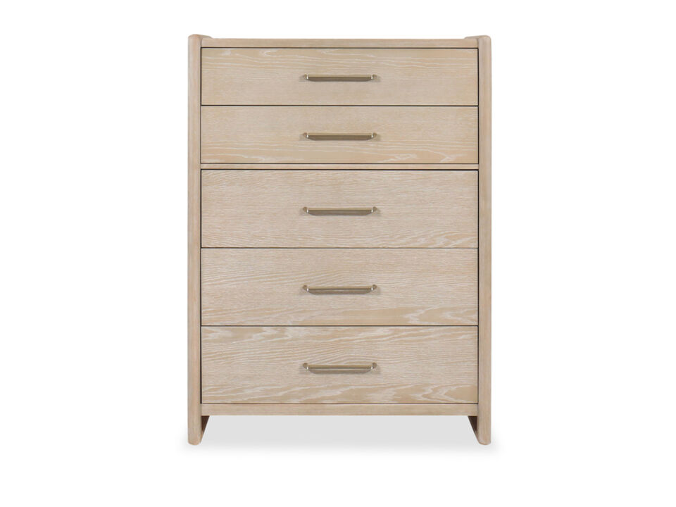 Gardenia Five Drawer Oak Wood Chest in Chai
