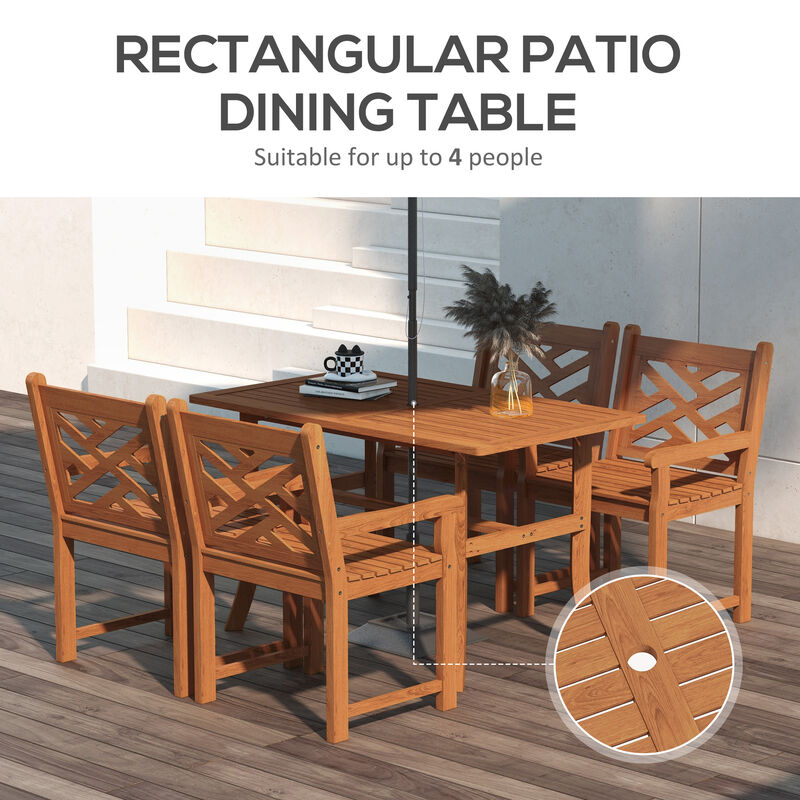 Outsunny Outdoor Patio Dining Set, 4 Seater Wood Dining Table and Chairs for Backyard, Conservatory, Garden, Poolside, Deck, Teak