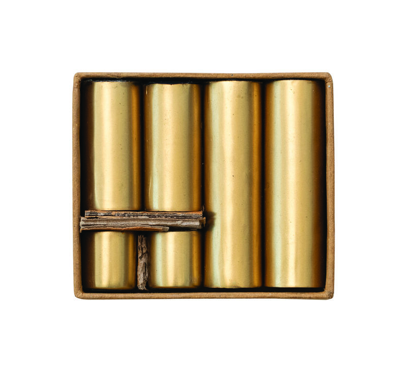 6-Piece Round Metal Magnetic Taper Holders, Gold image number 0