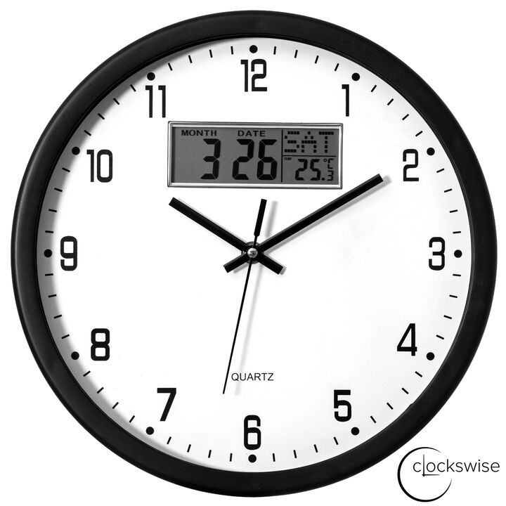 Clockswise 12-inch Wall Clock, Non-Ticking Analog
