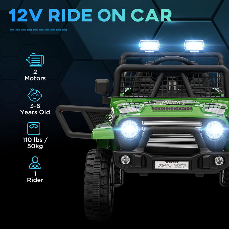 BreeBe 12V Ride on Car, Ride on Truck w/ Remote, 4 Suspension Wheels, 3 MPH Max Speed, Music, Horn & Lights image number 3