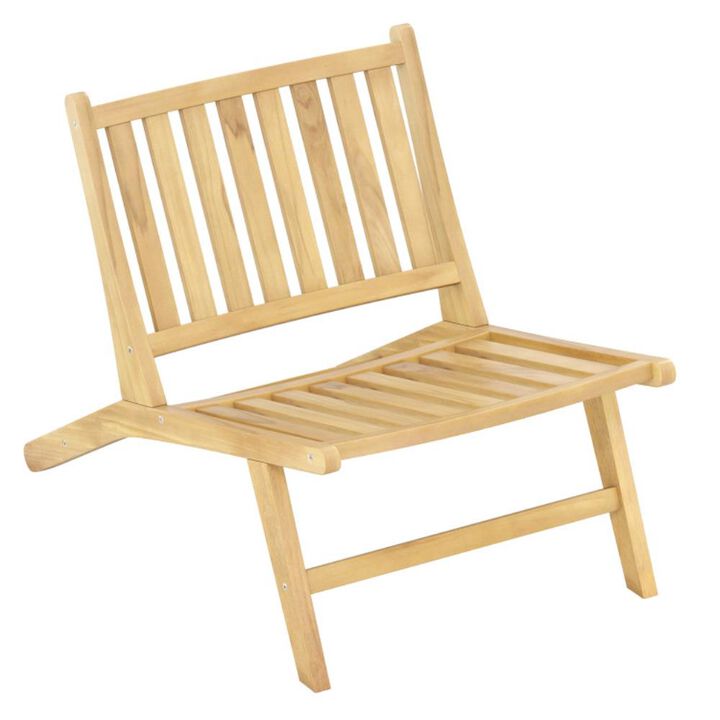 Hivvago Teak Wood Outdoor Reclining Chair with Comfortable Backrest