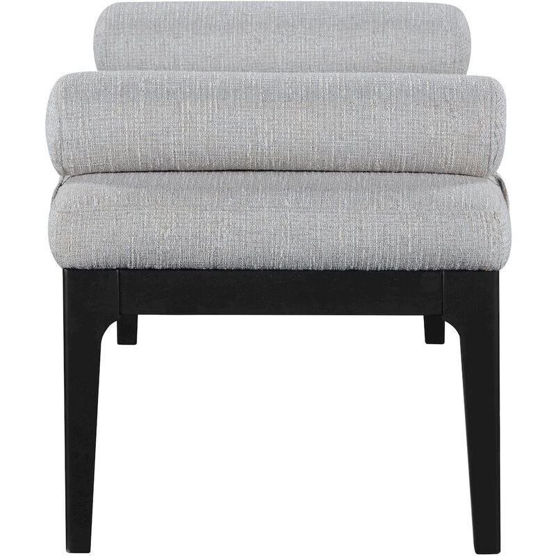 Meridian Furniture Priscilla Grey Linen Textured Fabric Bench