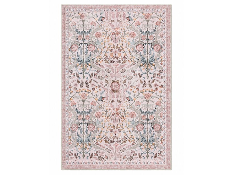 Pink Boho Floral Area Rug 8x10 Washable Non Slip Bedroom Floor Carpet